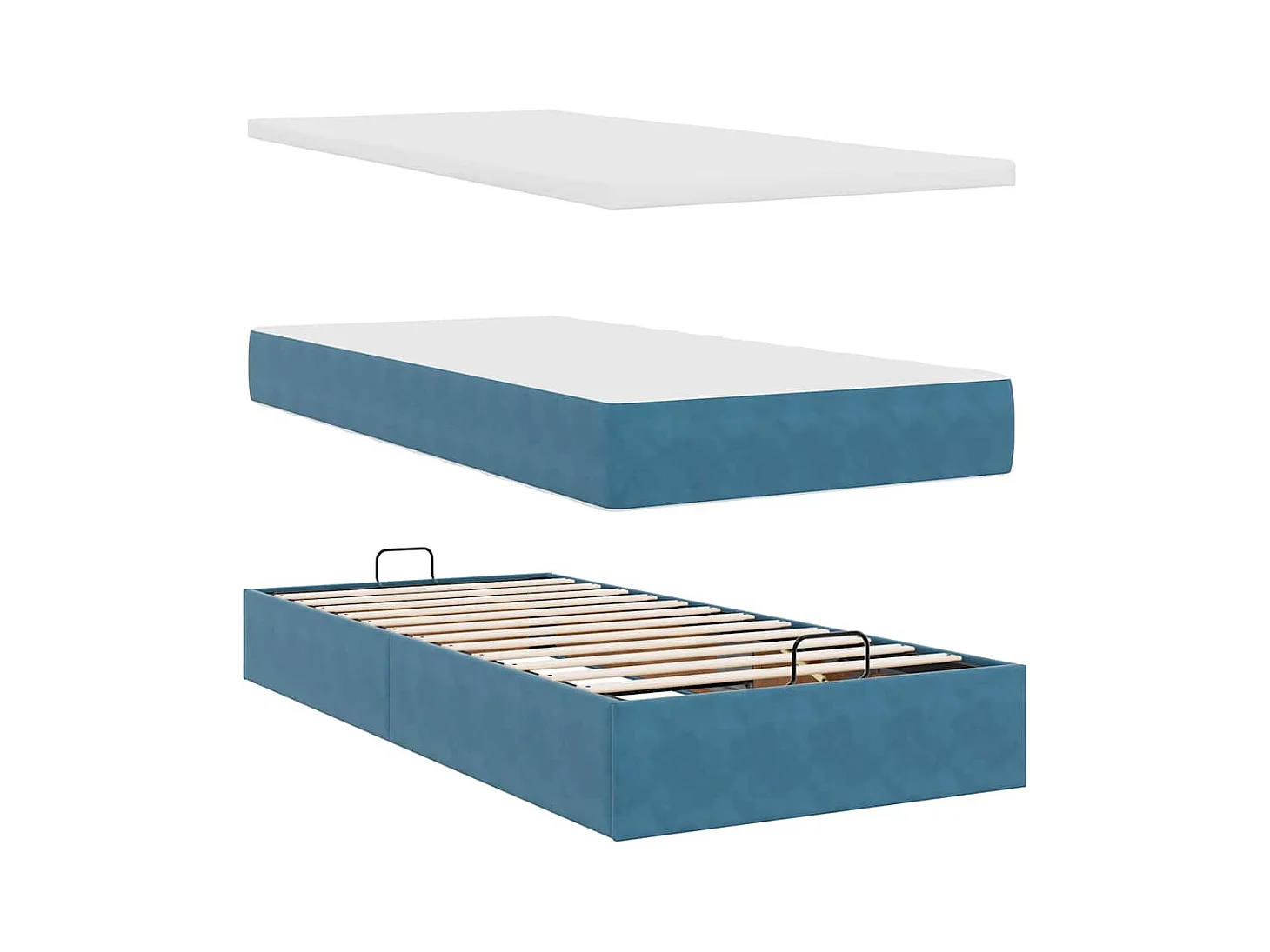 Ottoman-Bett mit Matratze & LEDs Dunkelblau 100x200 cm Samt