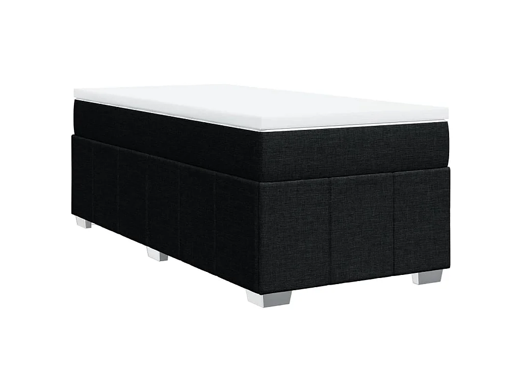 Cama box spring con colchón tela negro 90x200 cm