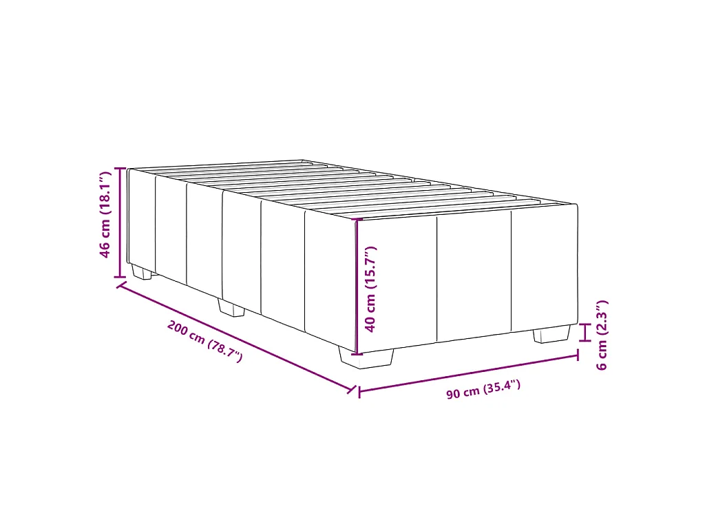 Cama box spring con colchón tela negro 90x200 cm