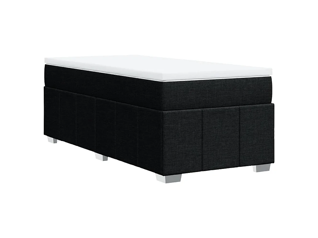 Cama box spring con colchón tela negro 90x200 cm