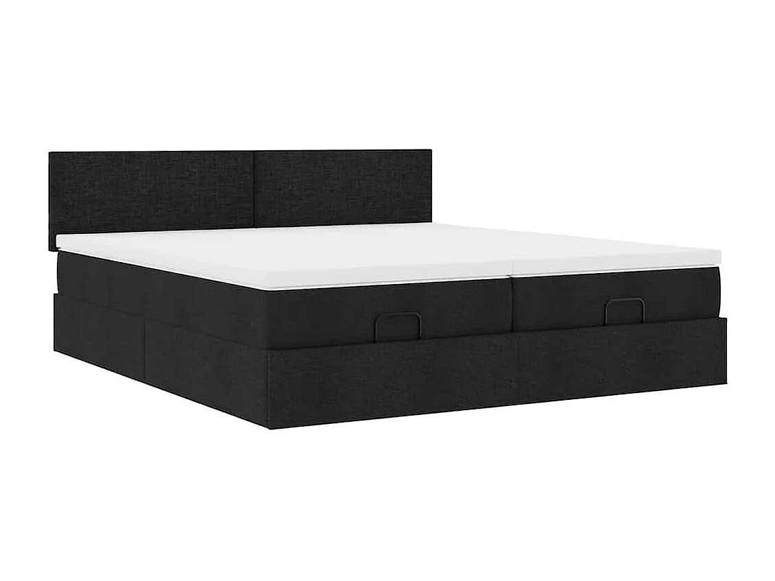 Ottoman-Bett mit Matratzen Schwarz 180x200 cm Stoff
