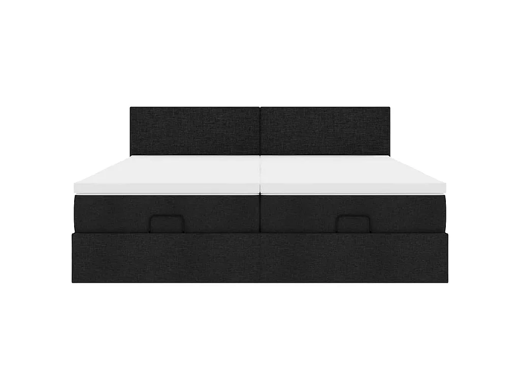 Struttura Letto Pouf con Materassi Nero 180x200 cm in Tessuto