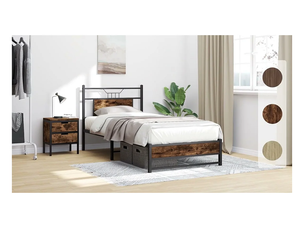 Cadre de lit sans matelas chêne marron 90x190cm bois ingénierie