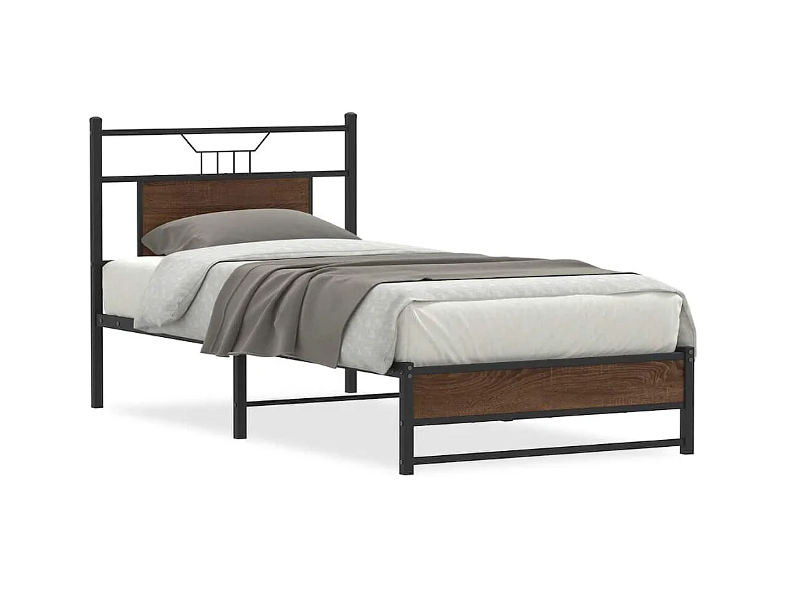 Cadre de lit sans matelas chêne marron 90x190cm bois ingénierie