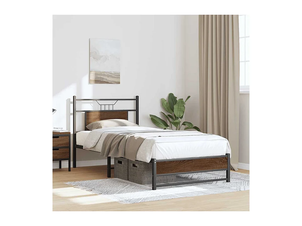 Cadre de lit sans matelas chêne marron 90x190cm bois ingénierie