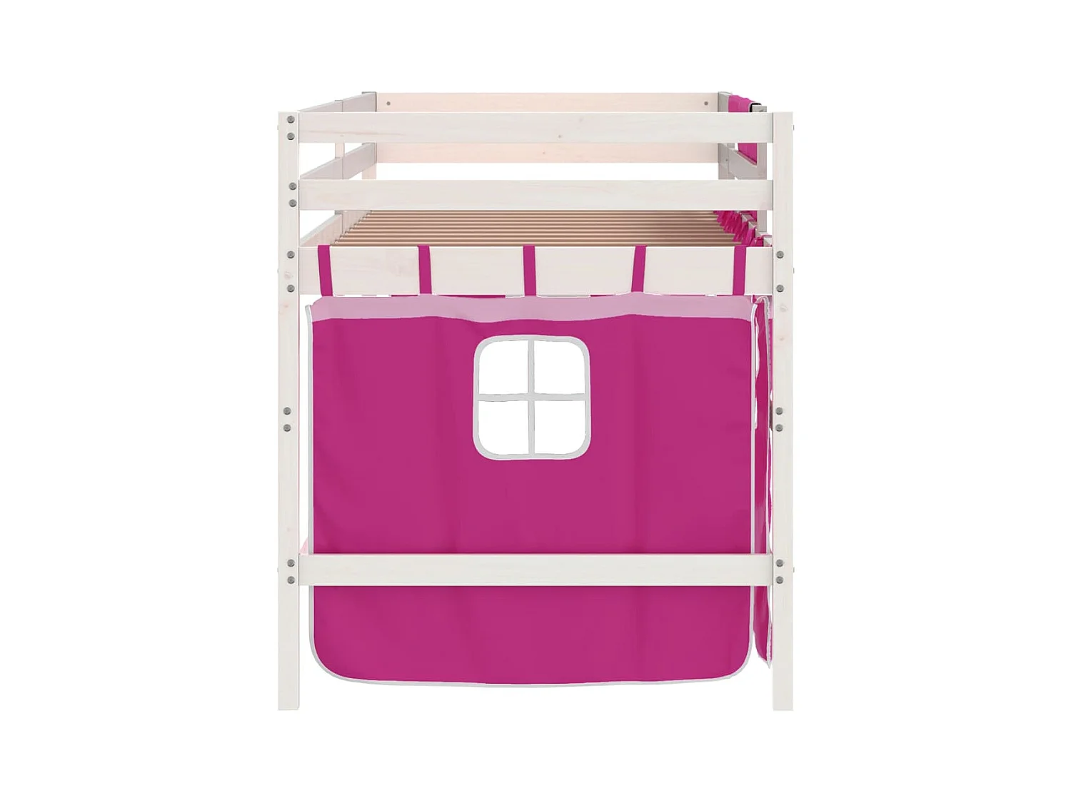 Lit mezzanine enfants avec rideaux sans matelas rose 90x200cm