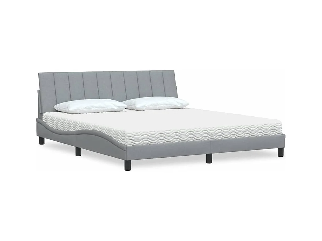 Lit avec matelas Hanko gris clair 180x200 cm tissu
