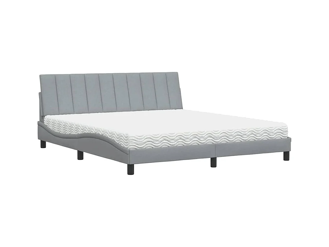 Lit avec matelas Hanko gris clair 180x200 cm tissu
