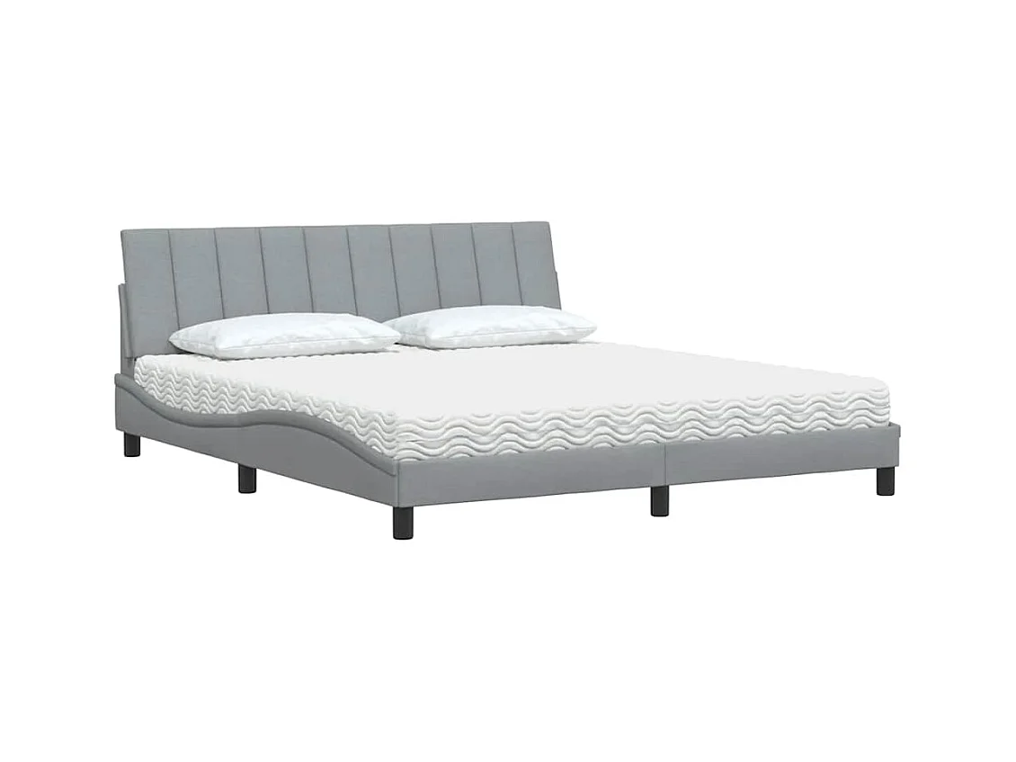 Lit avec matelas Hanko gris clair 180x200 cm tissu