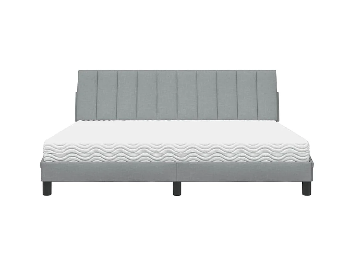 Lit avec matelas Hanko gris clair 180x200 cm tissu