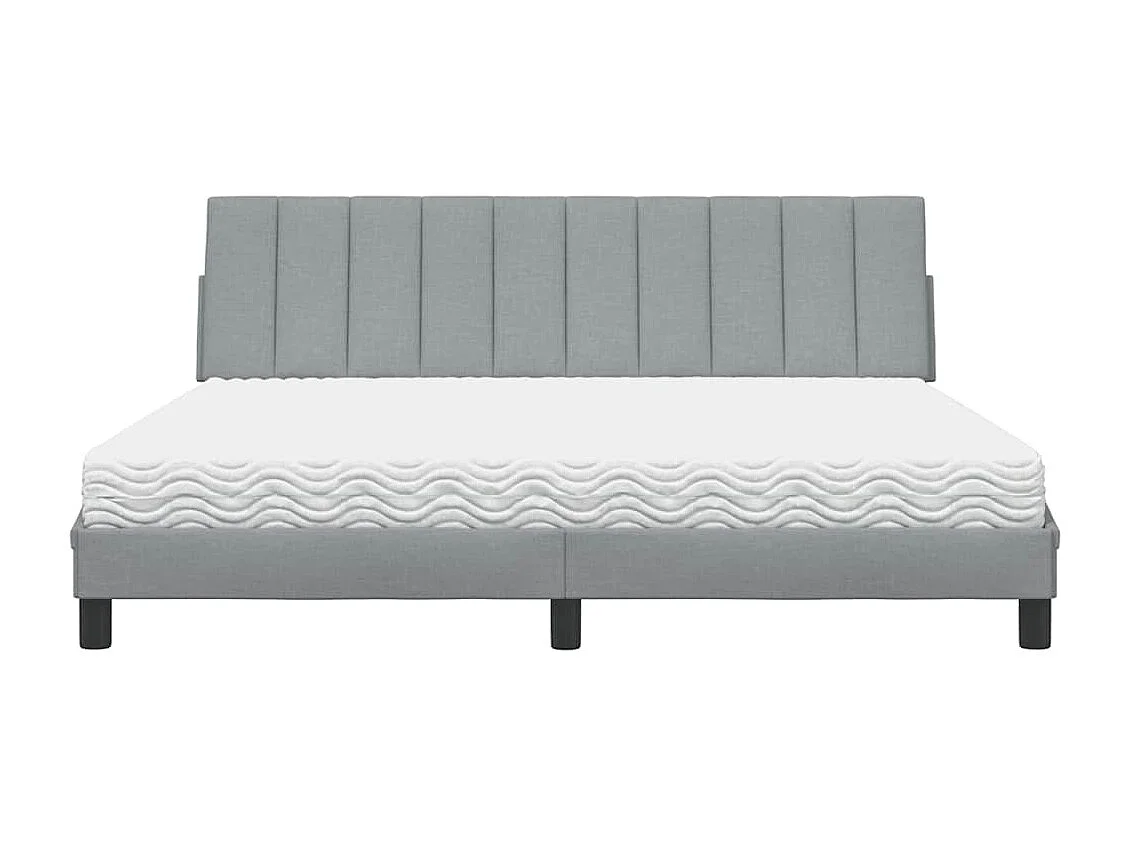 Bett mit Matratze "Hanko" Hellgrau 180x200 cm Stoff