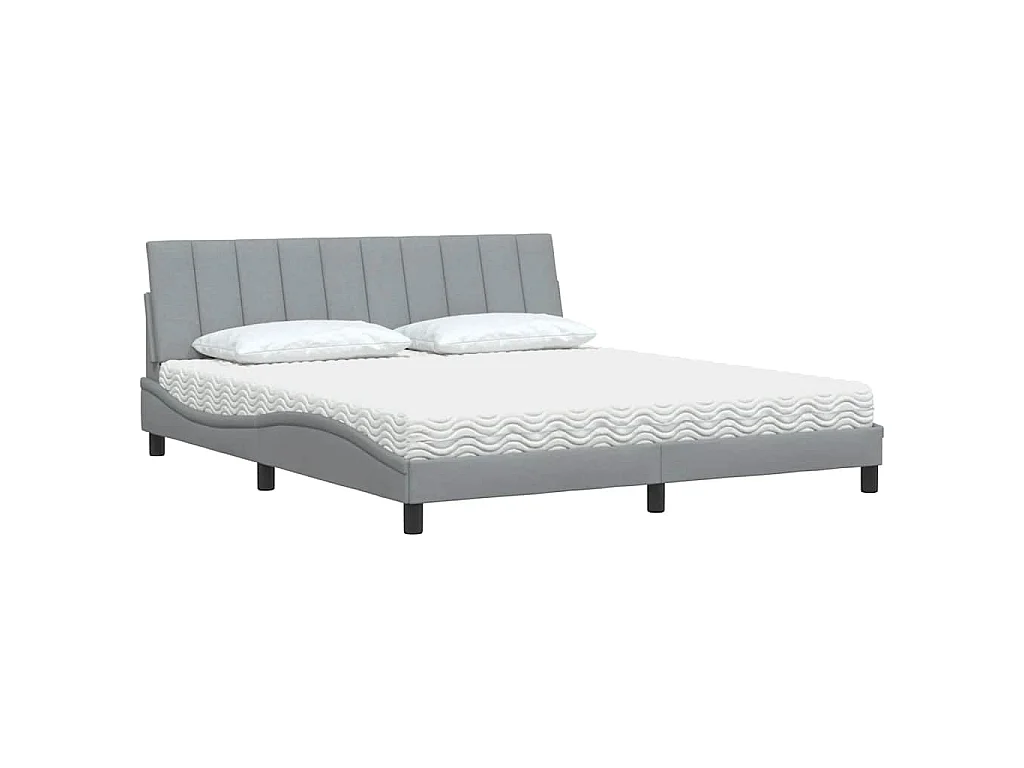 Bett mit Matratze "Hanko" Hellgrau 180x200 cm Stoff
