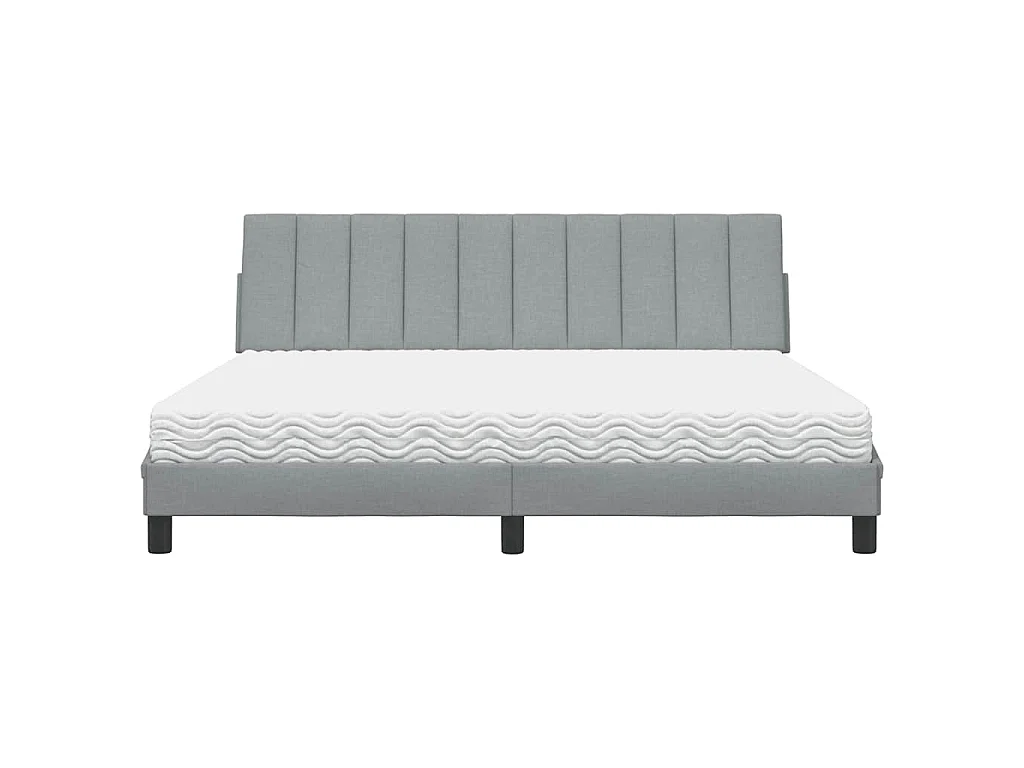 Bett mit Matratze "Hanko" Hellgrau 180x200 cm Stoff