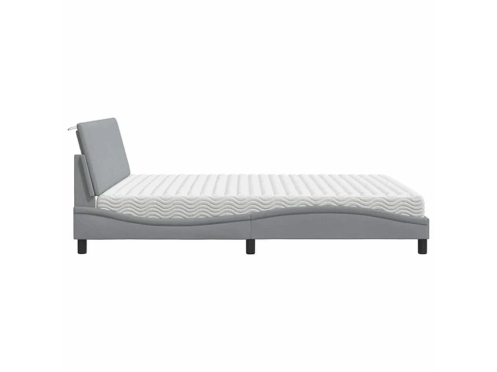 Bett mit Matratze "Hanko" Hellgrau 180x200 cm Stoff