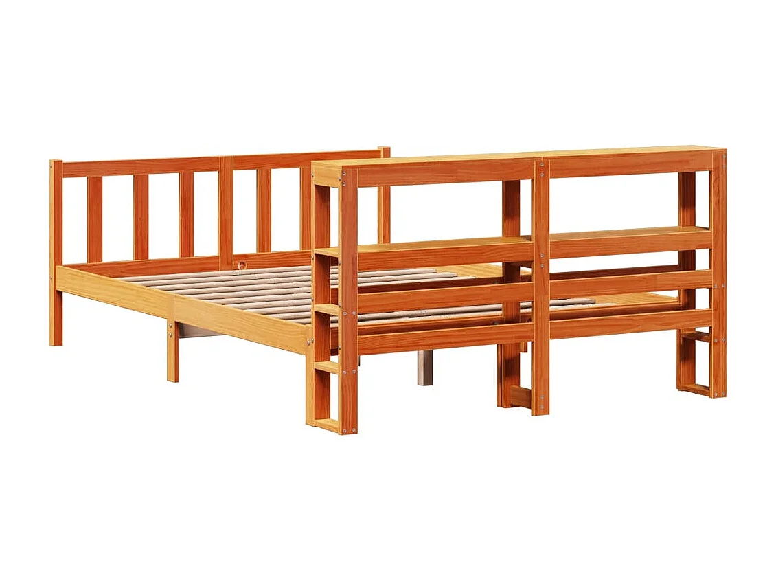 Bettgestell mit Kopfteil ohne Matratze Wachsbraun 140x200 cm