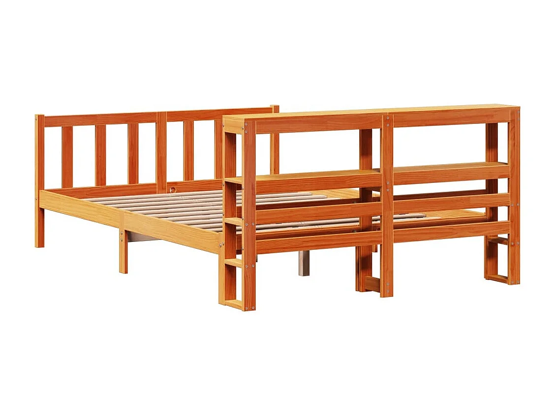 Bettgestell mit Kopfteil ohne Matratze Wachsbraun 140x200 cm