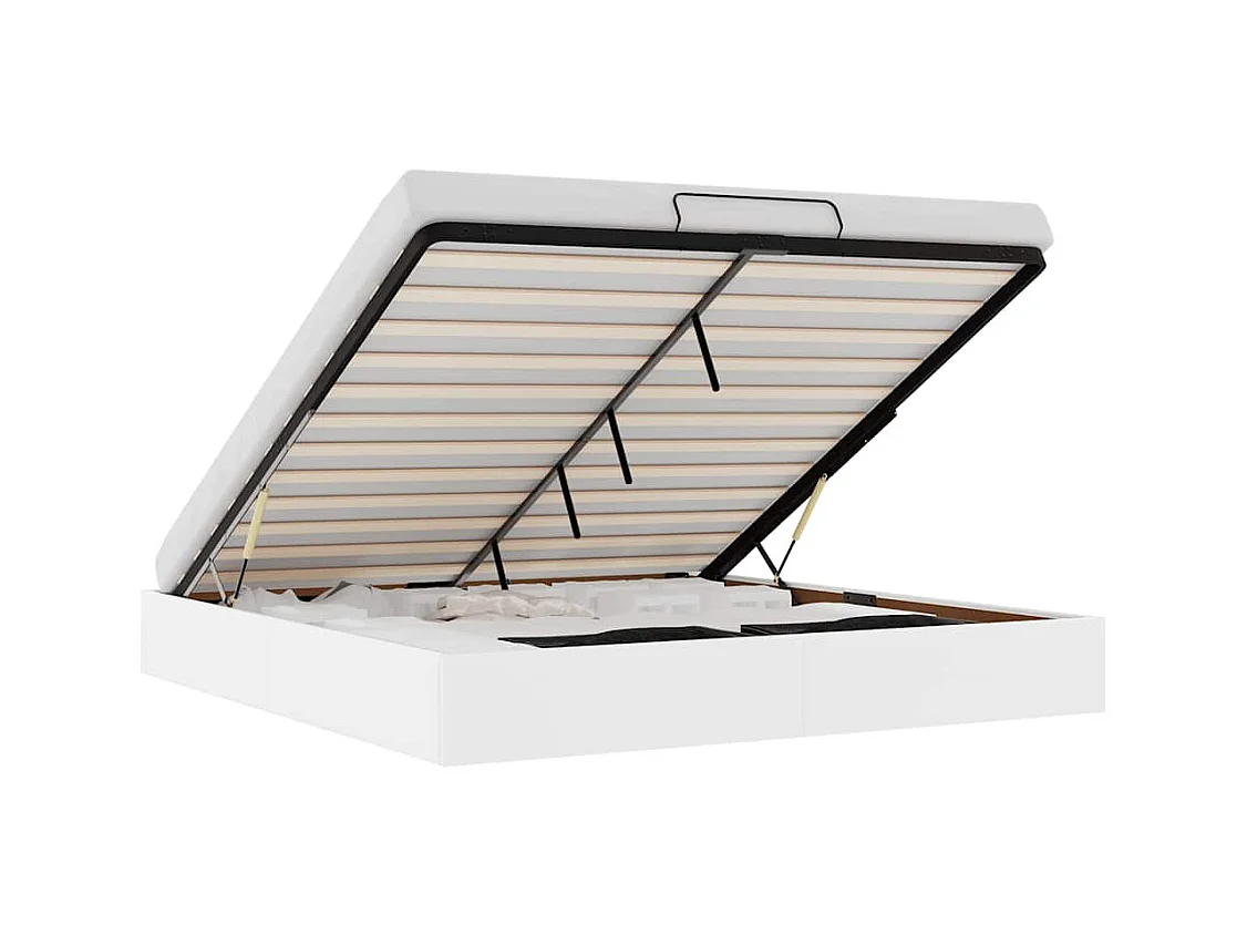 Cadre de lit ottoman sans matelas blanc 160x200 cm similicuir