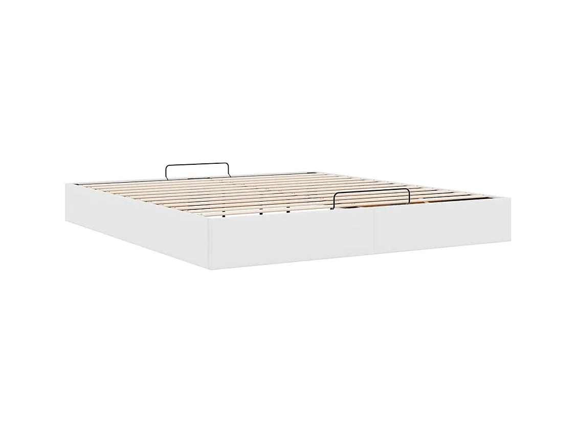 Cadre de lit ottoman sans matelas blanc 160x200 cm similicuir