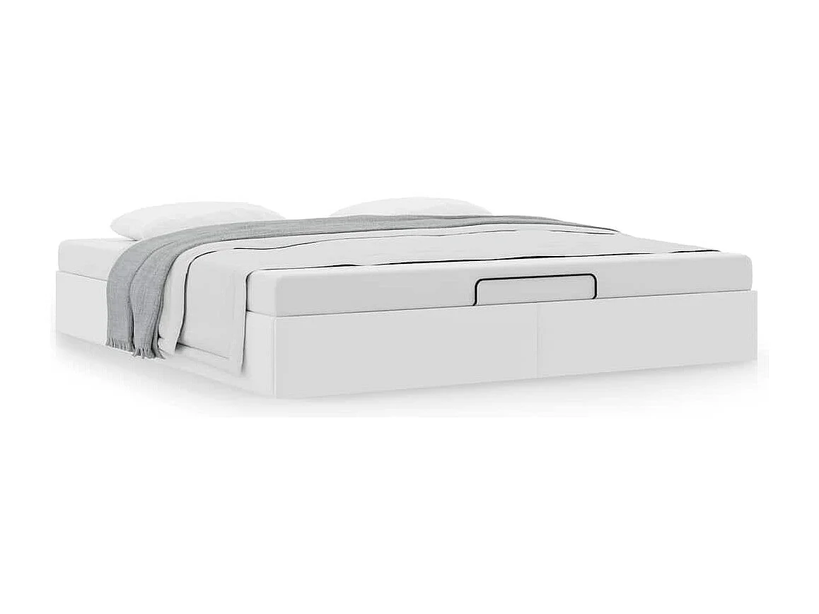Cadre de lit ottoman sans matelas blanc 160x200 cm similicuir