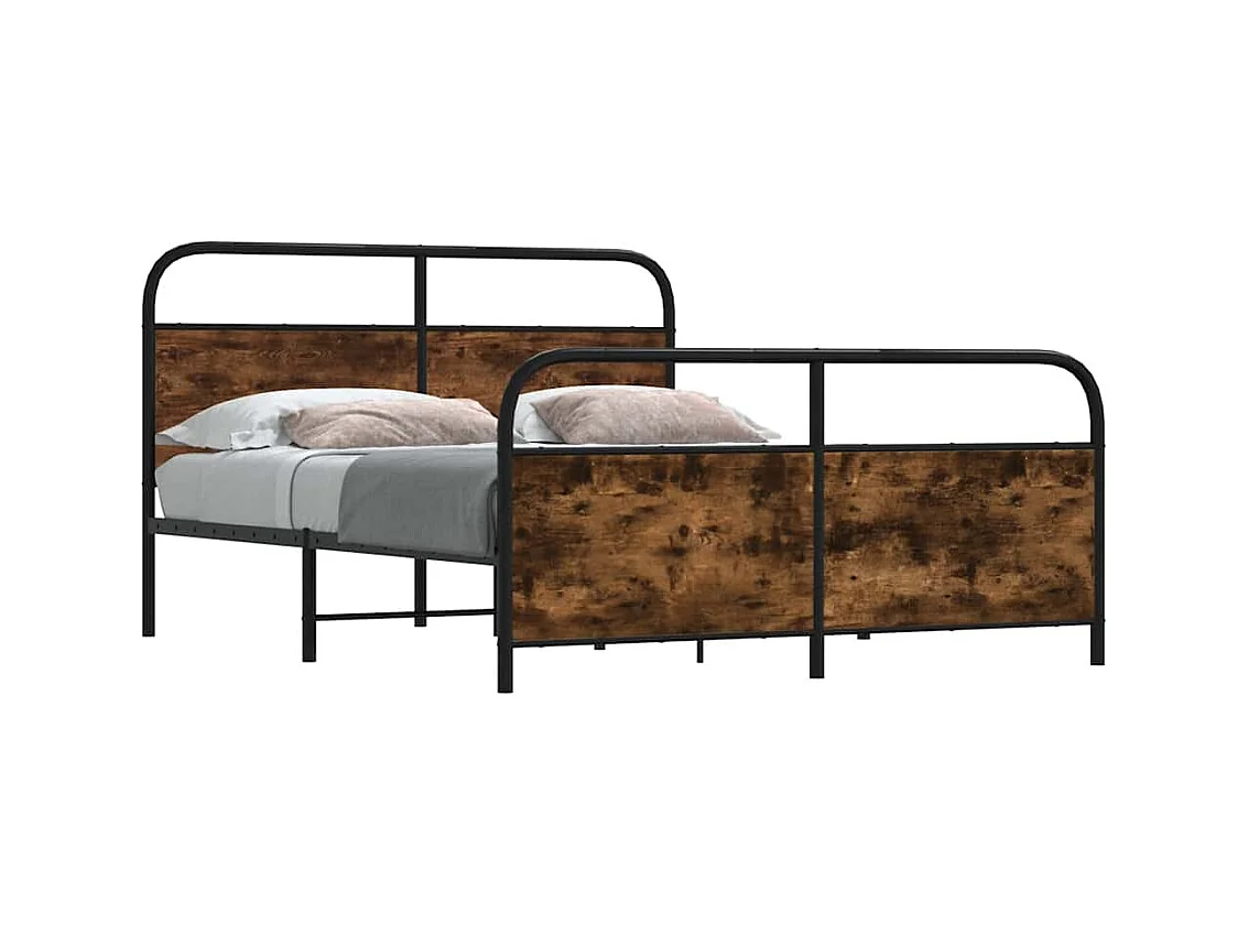 Cadre de lit en métal sans matelas chêne fumé 160x200 cm