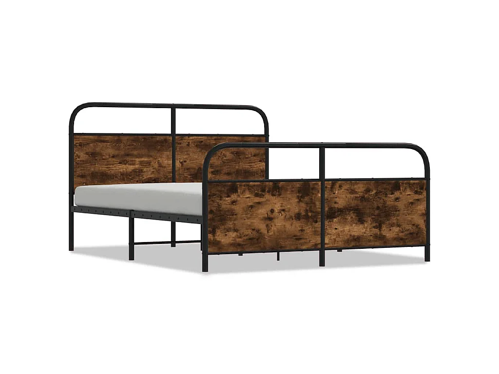 Estrutura de cama sem colchão 160x200 cm metal carvalho fumado