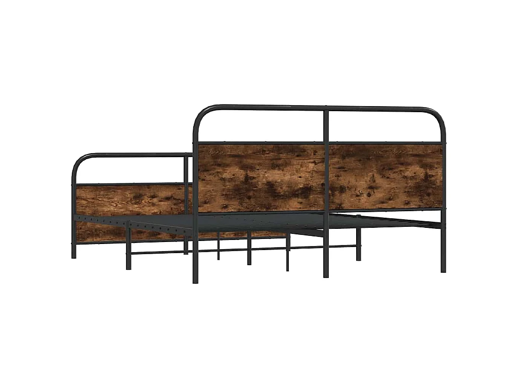 Estrutura de cama sem colchão 160x200 cm metal carvalho fumado