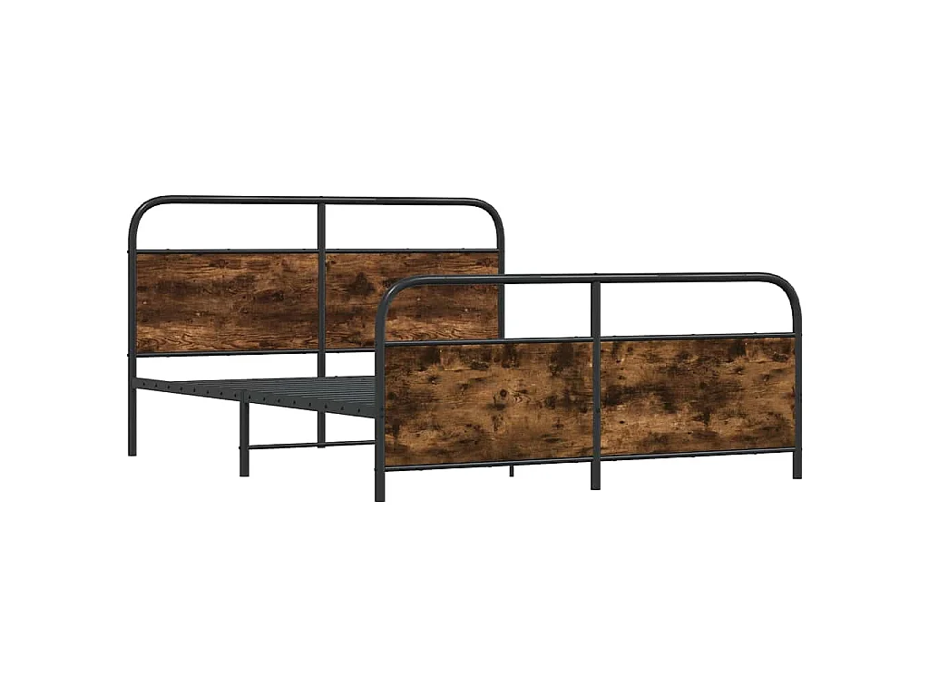 Estrutura de cama sem colchão 160x200 cm metal carvalho fumado