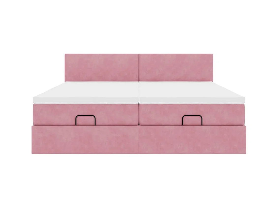 Ottoman-Bett mit Matratzen & LEDs Rosa 180x200 cm Samt