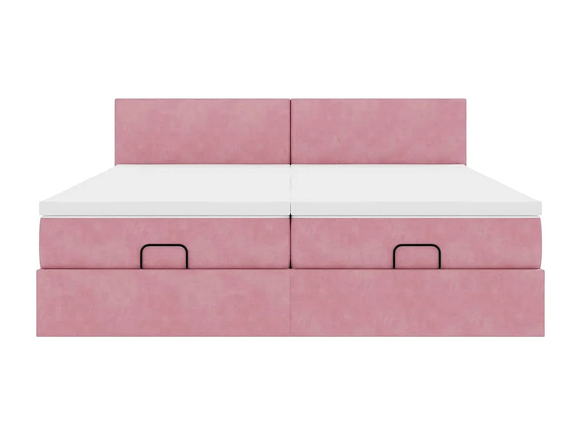 Ottoman-Bett mit Matratzen & LEDs Rosa 180x200 cm Samt
