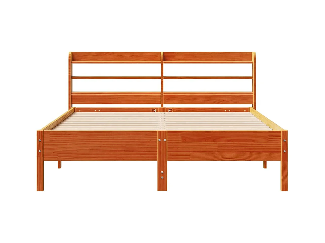Cadre de lit sans matelas cire marron 140x200cm bois pin massif