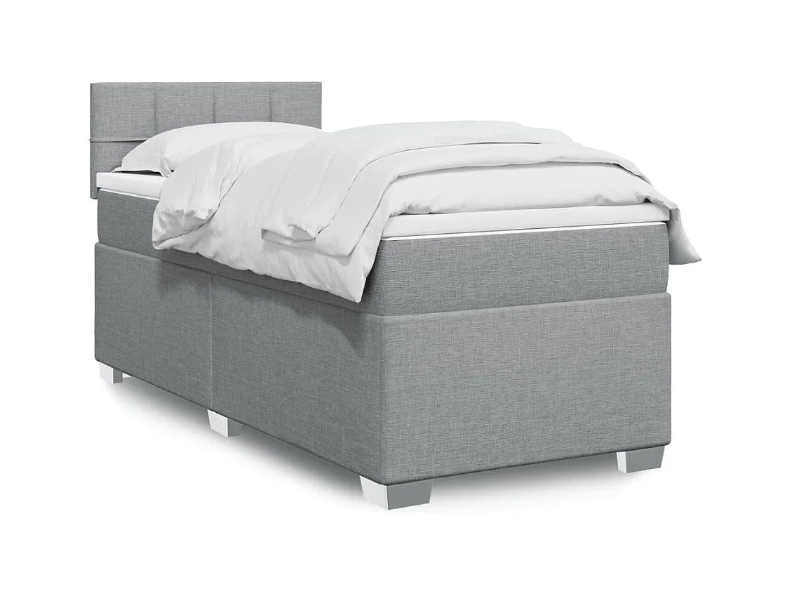 Boxspringbett mit Matratze Hellgrau 90x190 cm Stoff