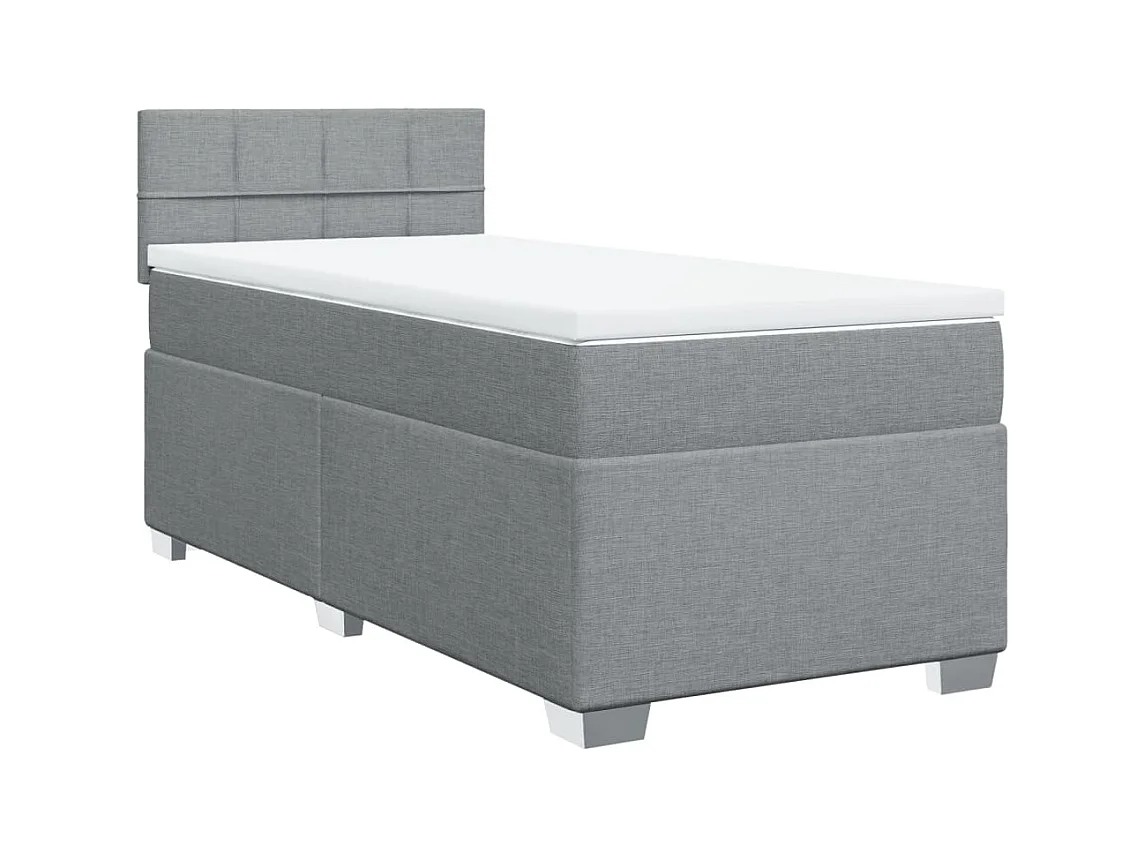 Boxspringbett mit Matratze Hellgrau 90x190 cm Stoff