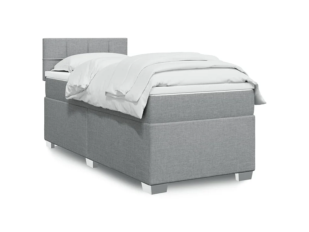 Sommier à lattes de lit et matelas Gris clair 90x190 cm Tissu