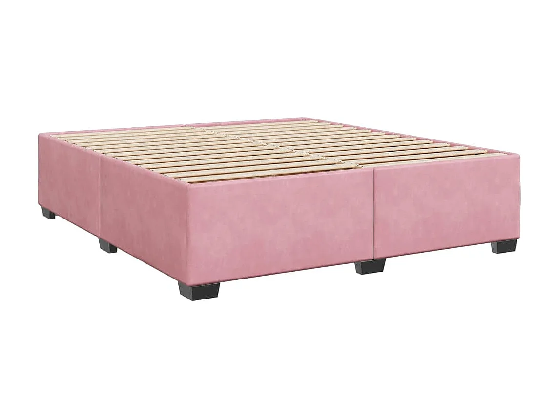 Giroletto a Molle con Materasso Rosa 180x200 cm in Velluto