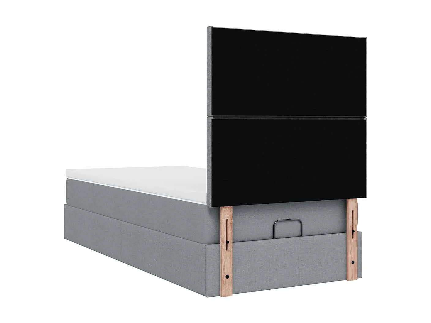 Ottoman-Bett mit Matratze & LEDs Hellgrau 100x200 cm Stoff