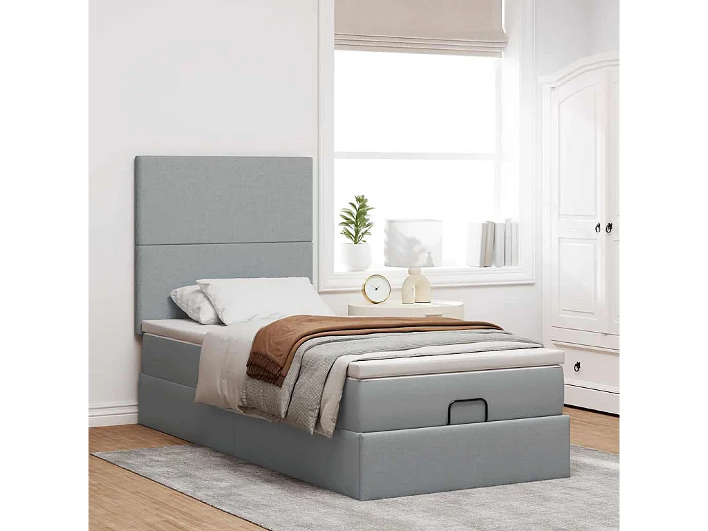 Struttura Letto Pouf con Materasso 100x200 cm in Tessuto