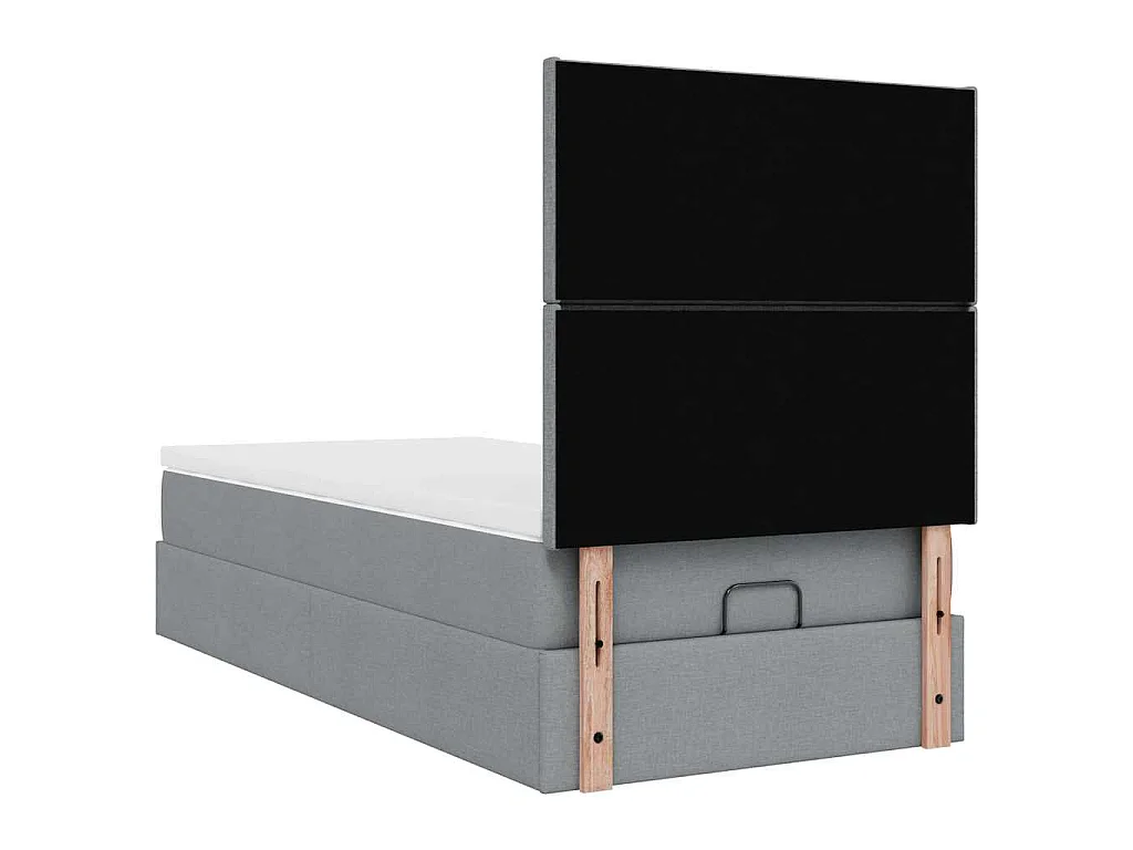 Ottoman bed met matras en LED's 100x200cm stof lichtgrijs