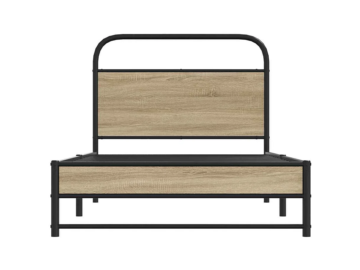 Bettgestell ohne Matratze 100x200 cm Räuchereiche Holzwerkstoff