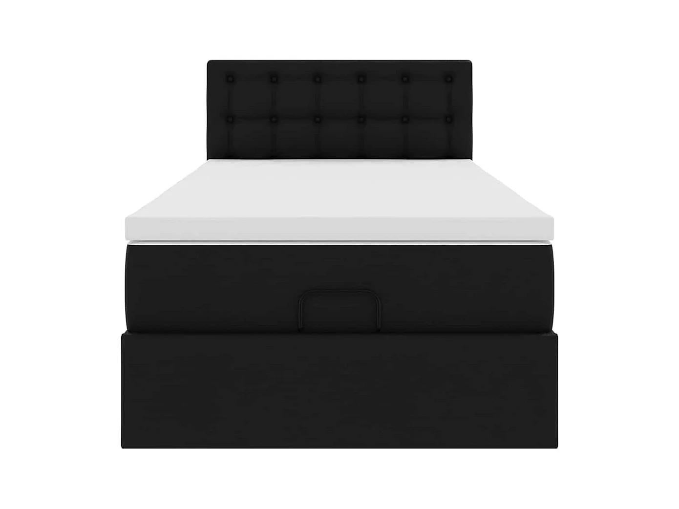 Lit ottoman avec matelas noir 100x200 cm similicuir