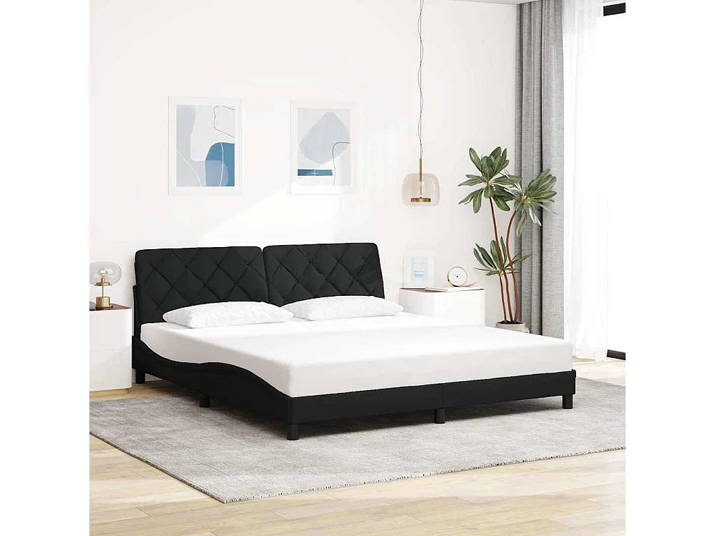 Bedframe zonder matras stof zwart 180x200 cm
