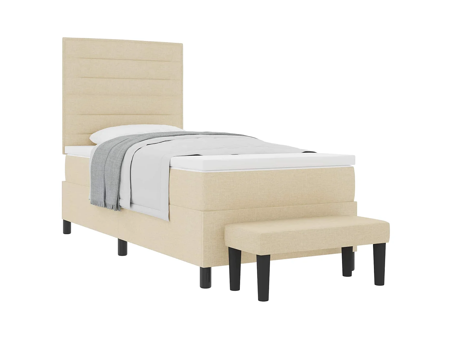 Boxspringbed met hoofdeinde Crème 90 x 200 cm Stof