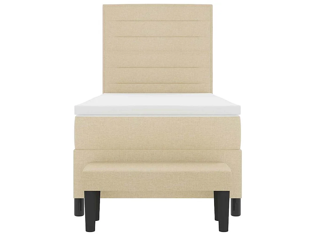 Boxspringbed met hoofdeinde Crème 90 x 200 cm Stof