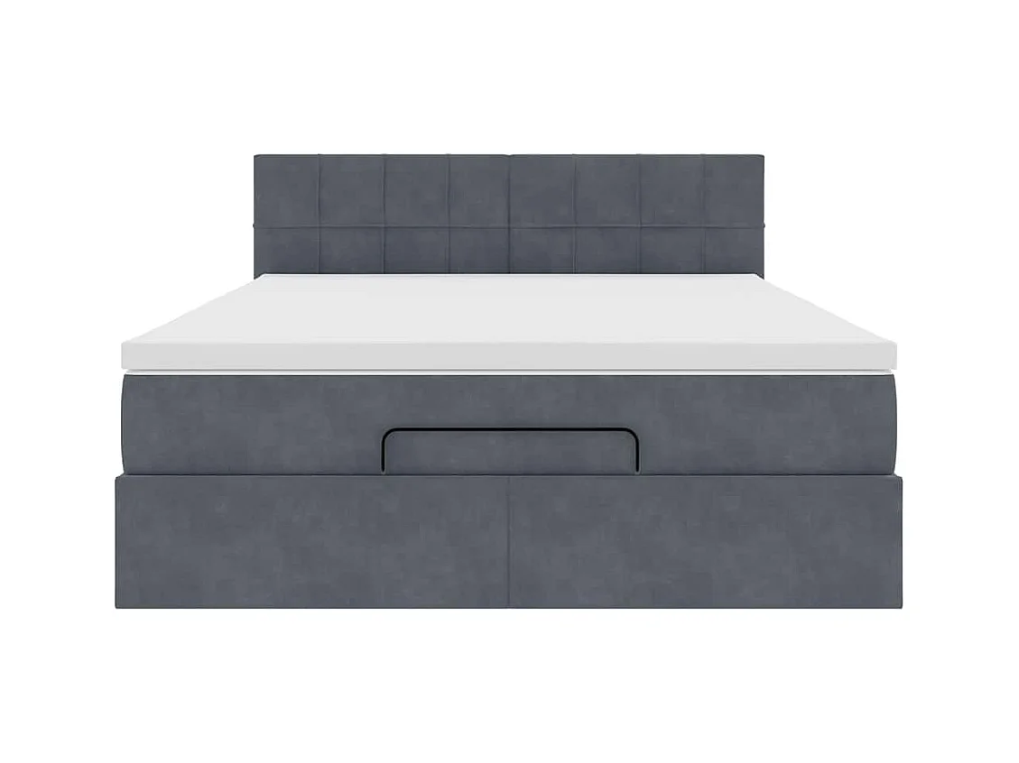 Ottoman-Bett mit Matratze Dunkelgrau 140x200 cm Samt