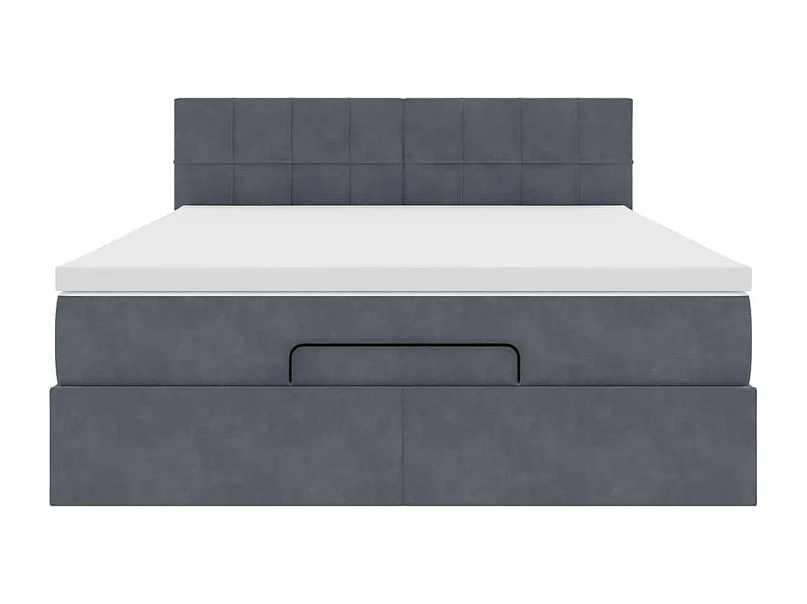 Ottoman bed met matras 140x200cm fluweel donkergrijs