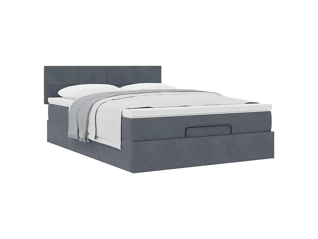 Ottoman-Bett mit Matratze Dunkelgrau 140x200 cm Samt