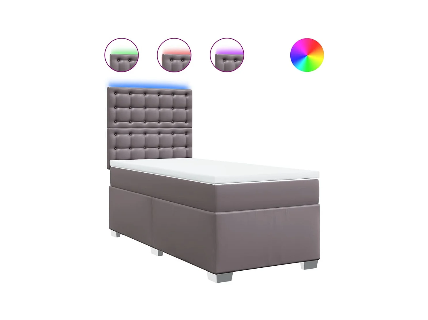 Giroletto a Molle con Materasso Grgio 90x200 cm in Similpelle