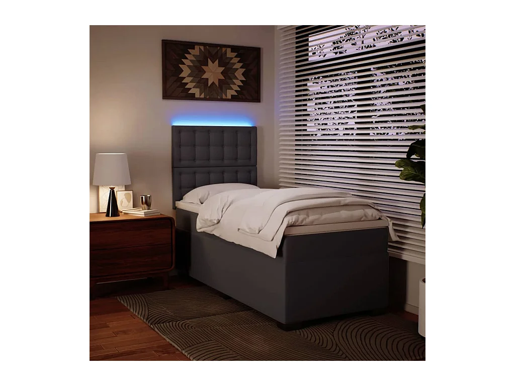 Giroletto a Molle con Materasso Grgio 90x200 cm in Similpelle