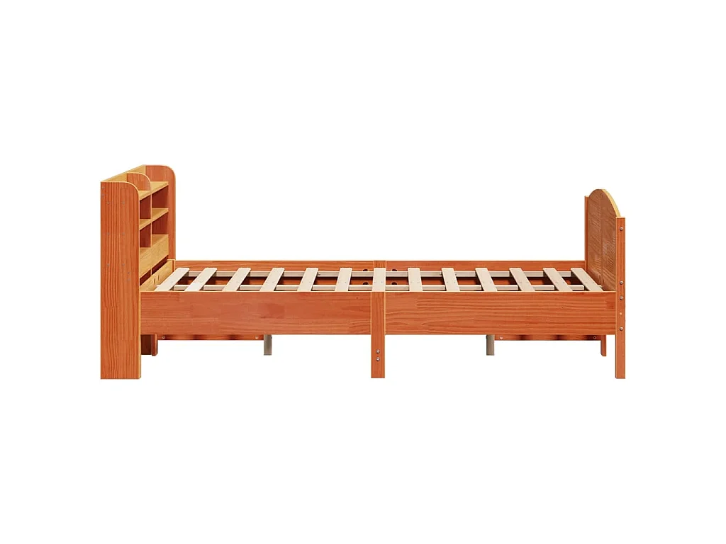 Cadre de lit sans matelas cire marron 140x190cm bois pin massif