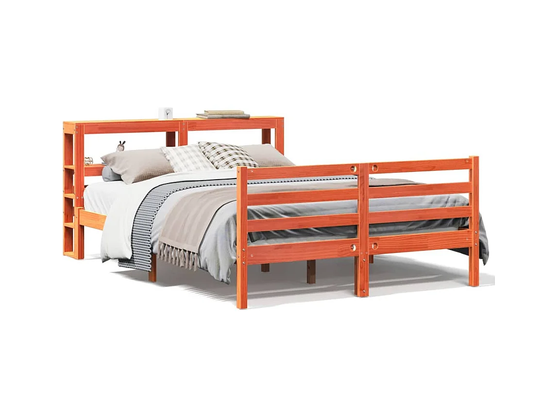 Cadre de lit sans matelas cire marron 160x200cm bois pin massif