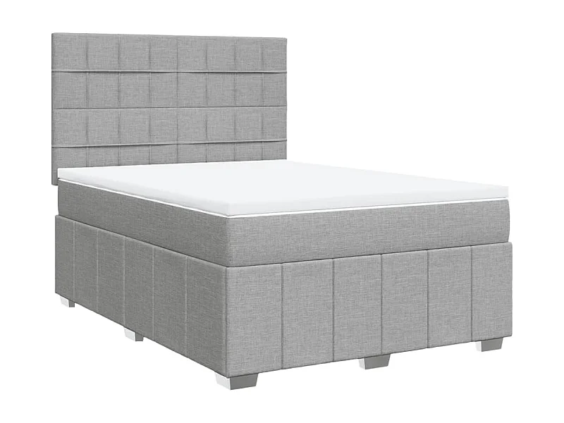 Boxspringbett mit Matratze Hellgrau 140x200 cm Stoff